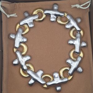 Les Bernard 70s/80s Botique Couture X/O Sculptural Two-Tone Runway Collar